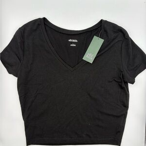 Wild Fable Classic Black V-Neck Crop Top